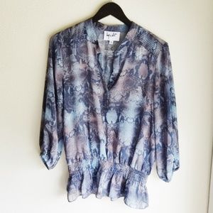 HY & DOT Sheer Snake Print Peplum Blouse